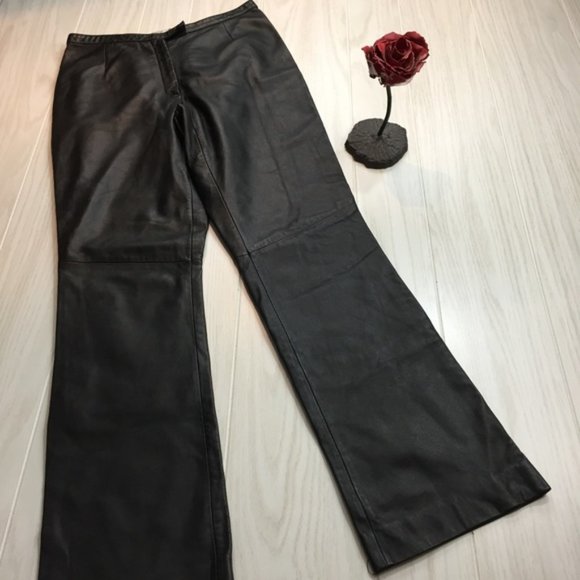 Valerie Stevens Black soft smooth Leather Pants Size 4 - Picture 1 of 6
